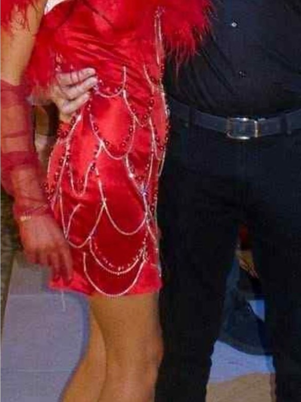 Red Dress Boutique Red Beaded Feather Mini Dress